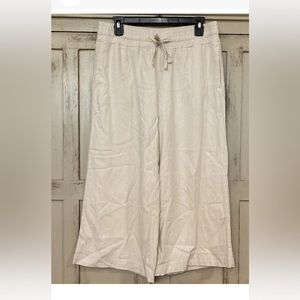 Thread & Supply Cropped Wide Leg Linen Blend Capris Lined Size Small